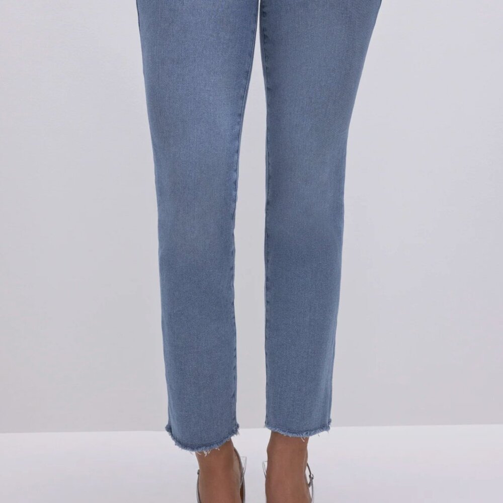 GOOD AMERICAN Good Legs Straight Distressed Raw Hem Jeans size 16 - Picture 11 of 11